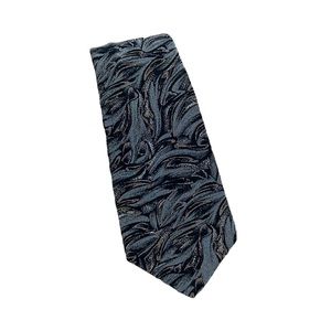 Surrey Sophisticates Men's Gray Brown Abstract 100% Silk Necktie  EUC